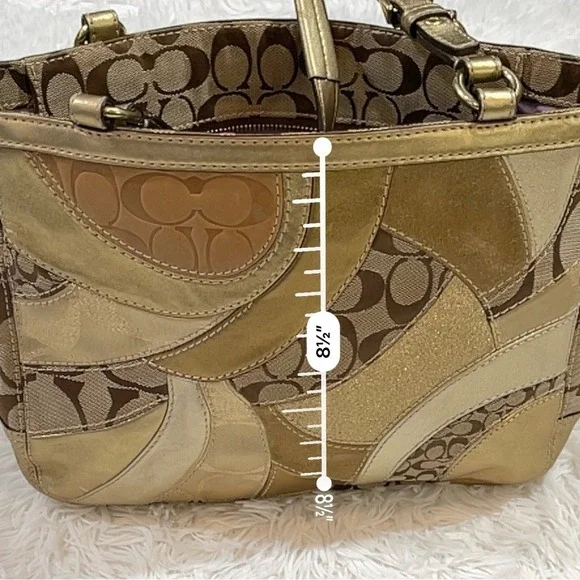 COACH Limited Edition Gold Patchwork Satchel Shoulder Bag E0873-12740 - Picture 9 of 10